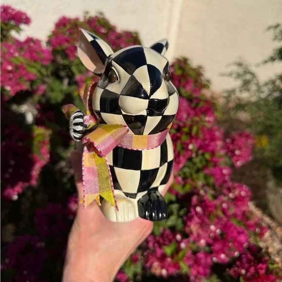 Mackenzie Childs Courtly Check Resting Bunny - Picture 5 of 9